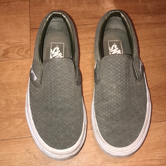 vans woven check slip on